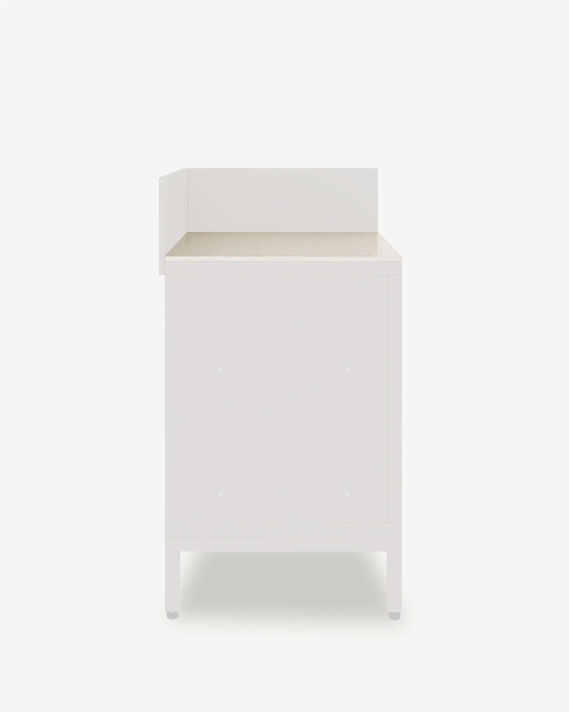 Eckmodul PILOTIS mit Ablage und Front in Cremebeige, Packshot vor weißem Hintergrund