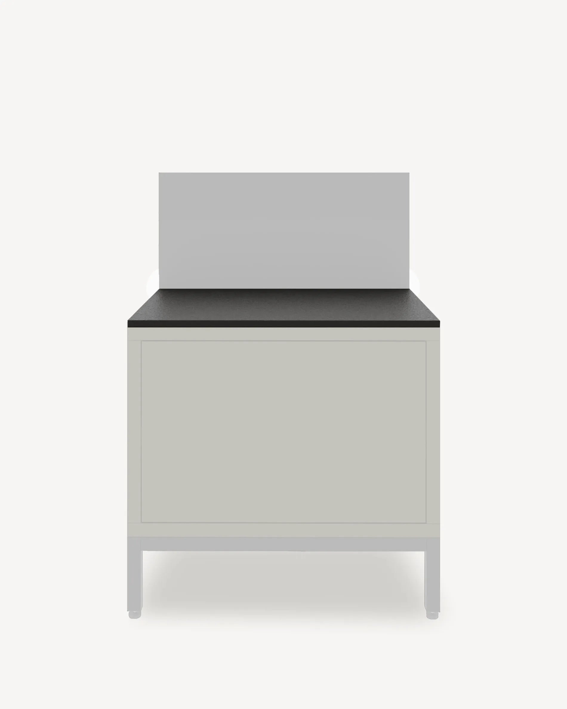 Pilotis-Modul Plancha-Unterschrank mit schwarzer Ablage und grauer Front, Produktabbildung vor weißem Hintergrund