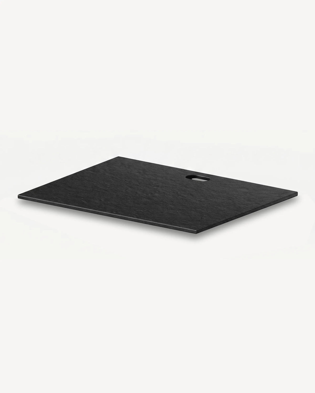 Schwarzes Ablagebrett für das Plancha-Modul PILOTIS mit Aussparung für die Plancha, freigestelltes Packshot auf weißem Hintergrund