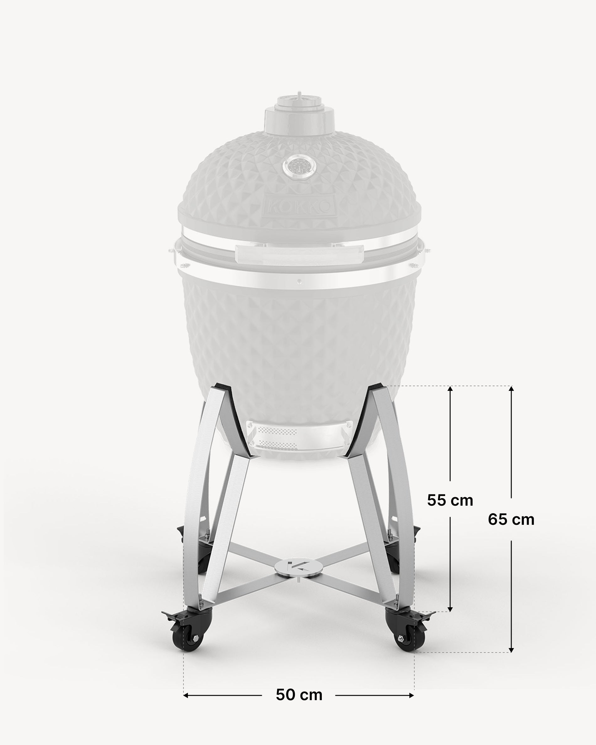 Maßskizze des Edelstahlwagens Kokko L 18 Zoll.