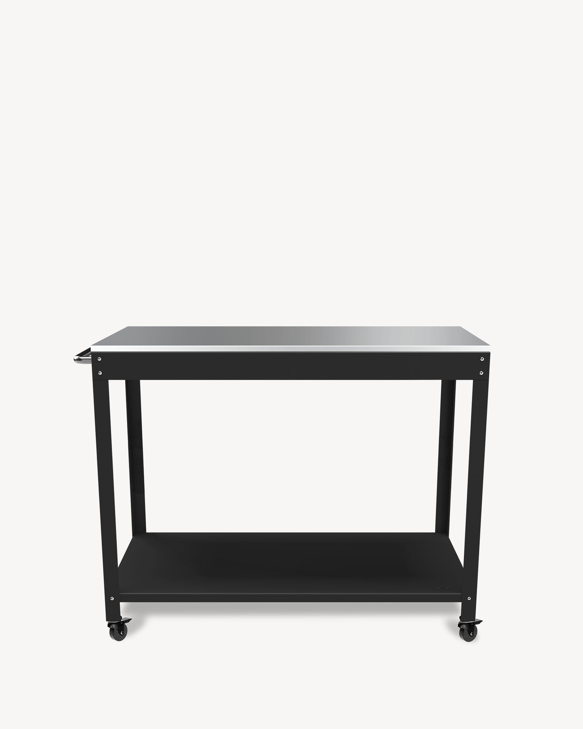 Servierwagen aus schwarzem Metall und Edelstahl