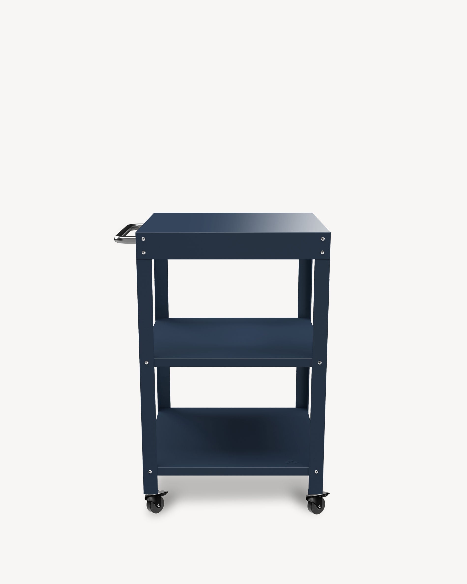Metall-Beistelltisch mit marineblauer Ablage