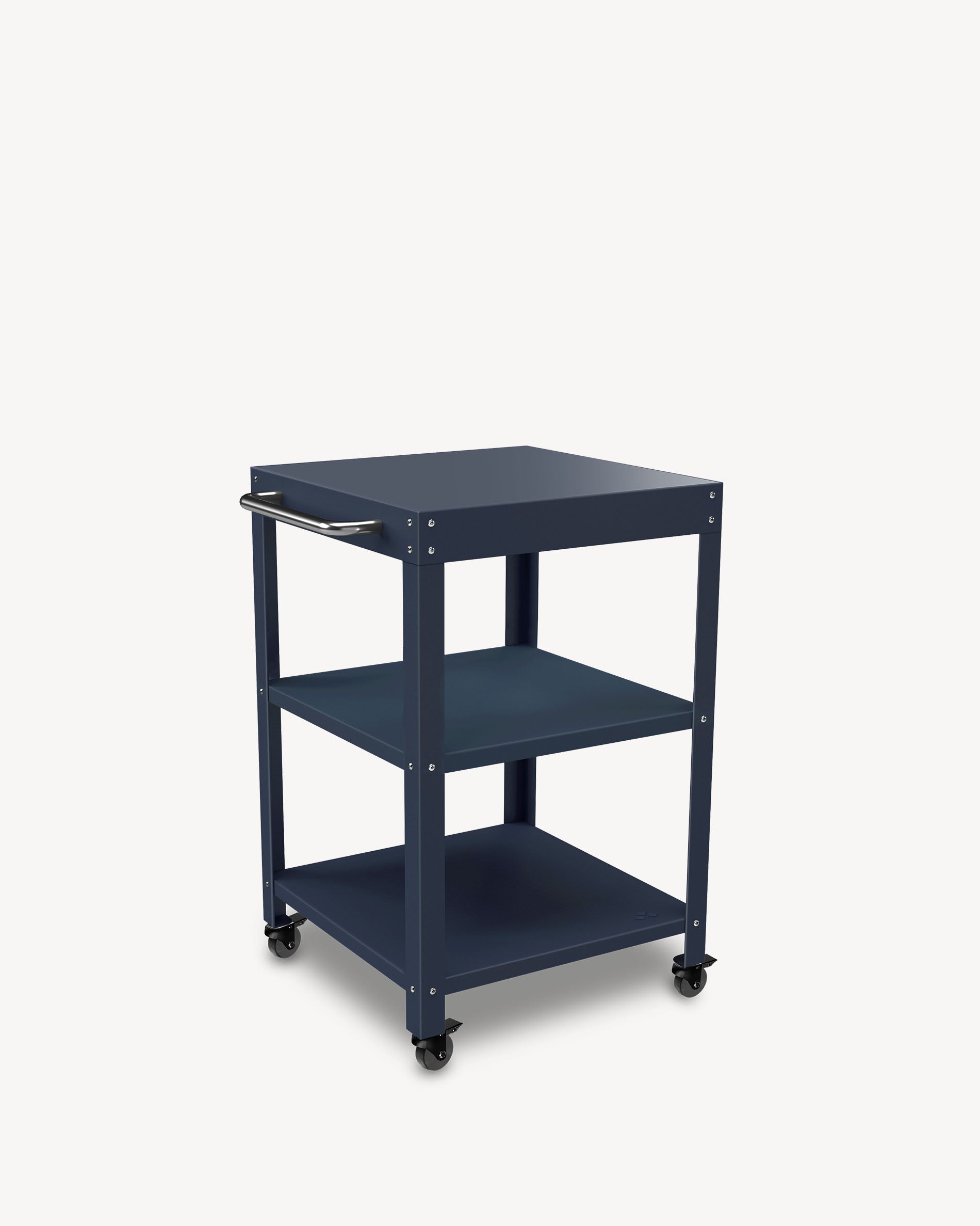 Metall-Beistelltisch mit marineblauer Ablage