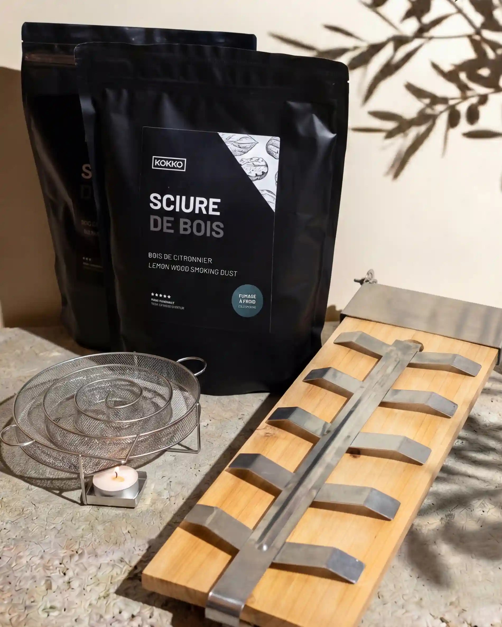 Accessoires Kokko pour fumage à froid avec sciure, serpentin et planche de fumage