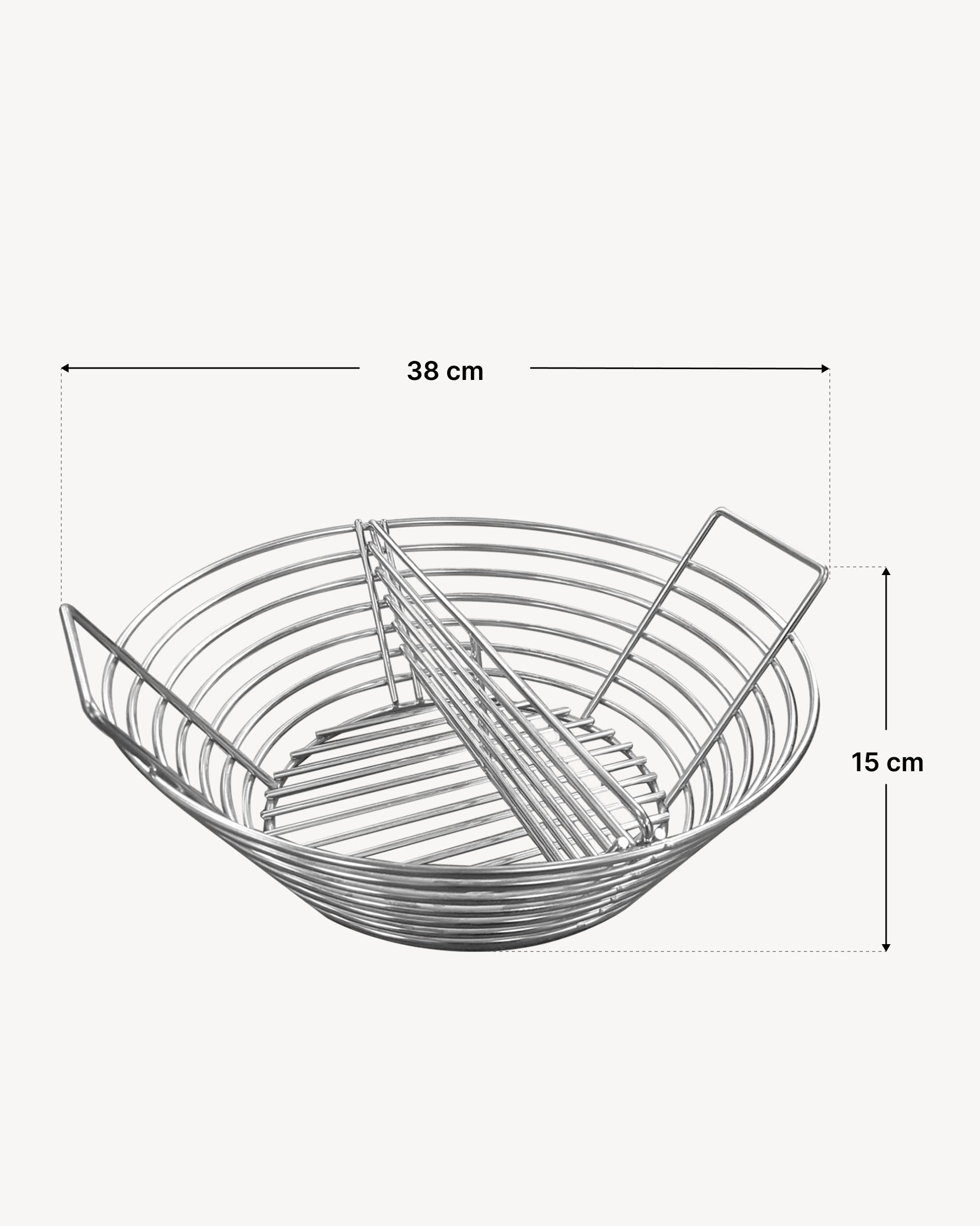 Maße Edelstahl-Kohlekorb für Kokko XL 22"